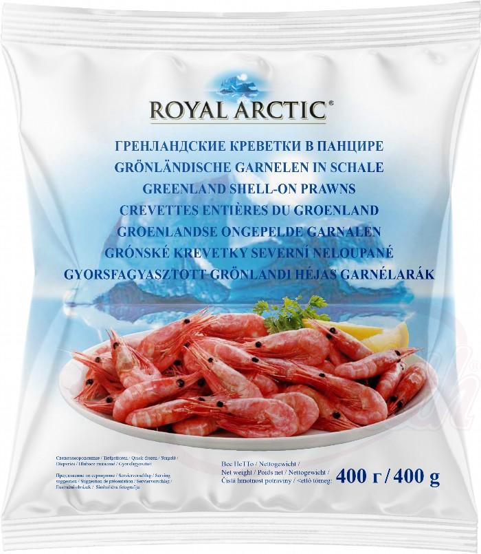 Grönländische Garnelen in Schale, gekocht, glasiert, tiefgefroren