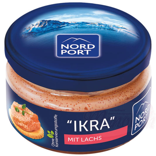 Brotaufstrich „IKRA“ aus Capelin- & Heringsrogen, mit Lachsstücken – 165 g